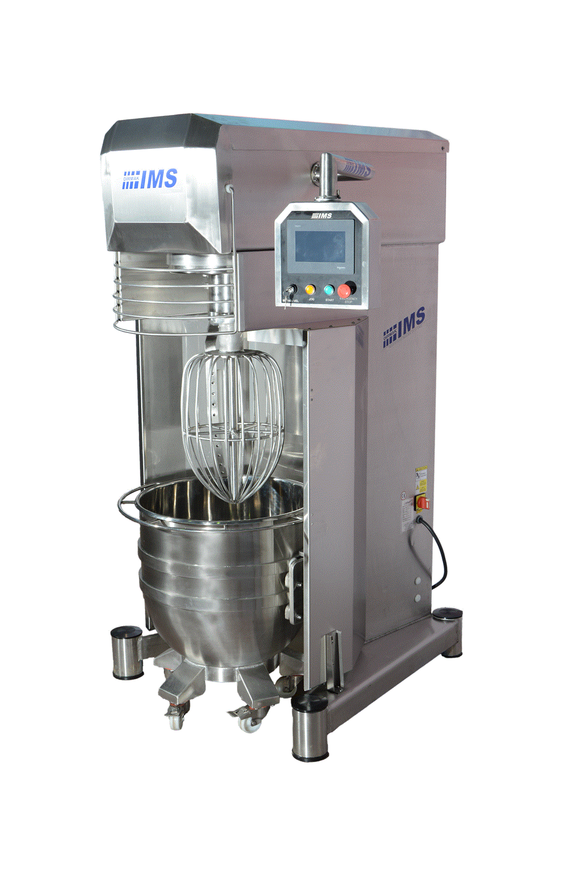 Dirmak IBT 140-VEL CR planetary mixer running — full stainless body in operation